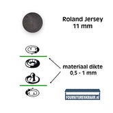Drukknopen set | 11 mm | Roland Jersey | zwart metaal | 15 stuks Drukknopen KIN - 11 - ROLAND - BLACK - NICKEL 8590265007064